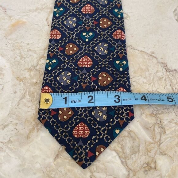 Christian Dior 100% Silk Hearts Patchwork CD Monogram Multicolour Tie - Picture 10 of 10